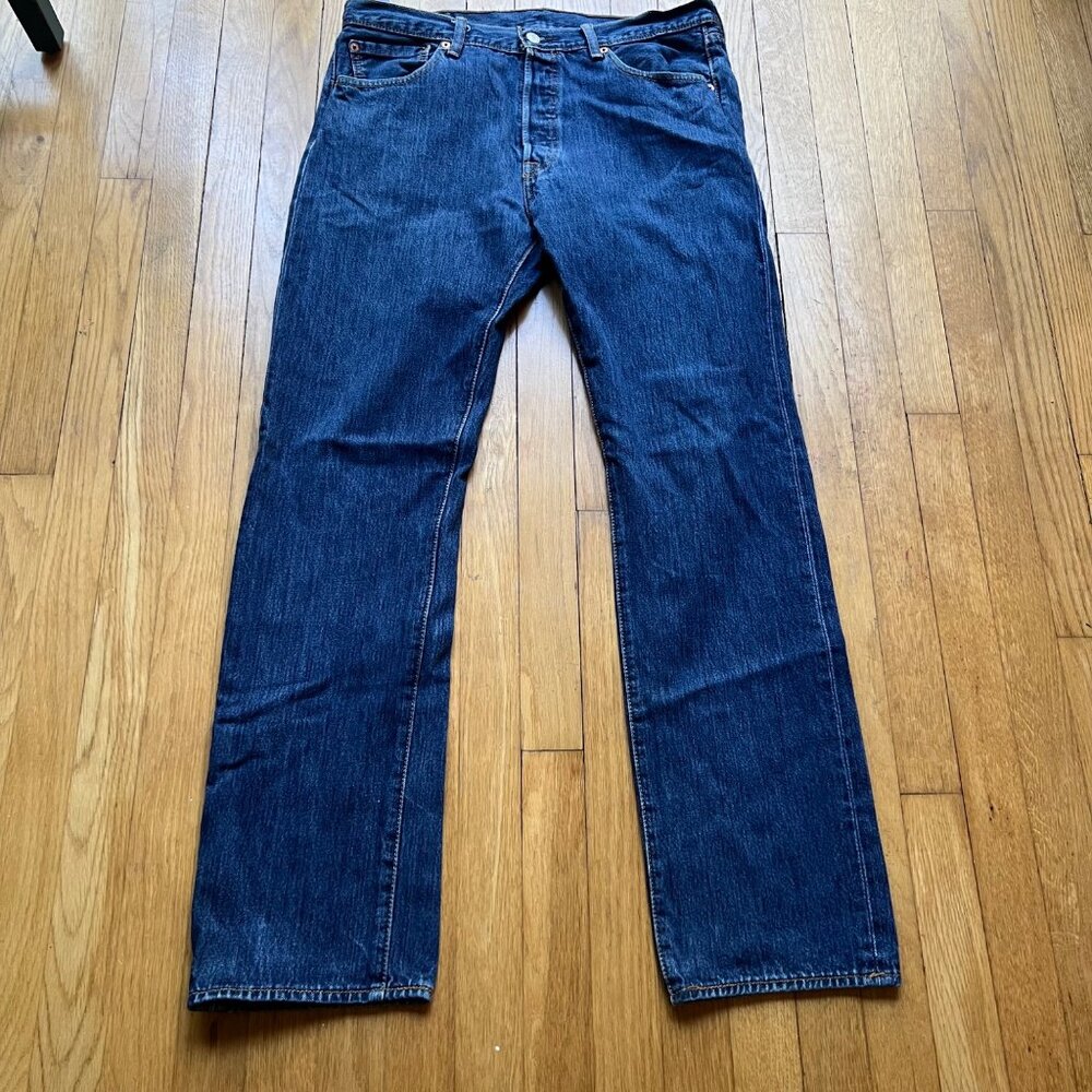 Vintage Levi's Mens W34 L34 Blue 501 Original Fit Button Fly Denim Jeans - Picture 7 of 16